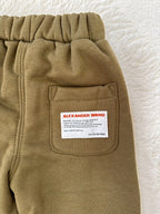 コットンベーシックロングパンツ4色展開・ウエストゴム・ワンポイントタグ付き