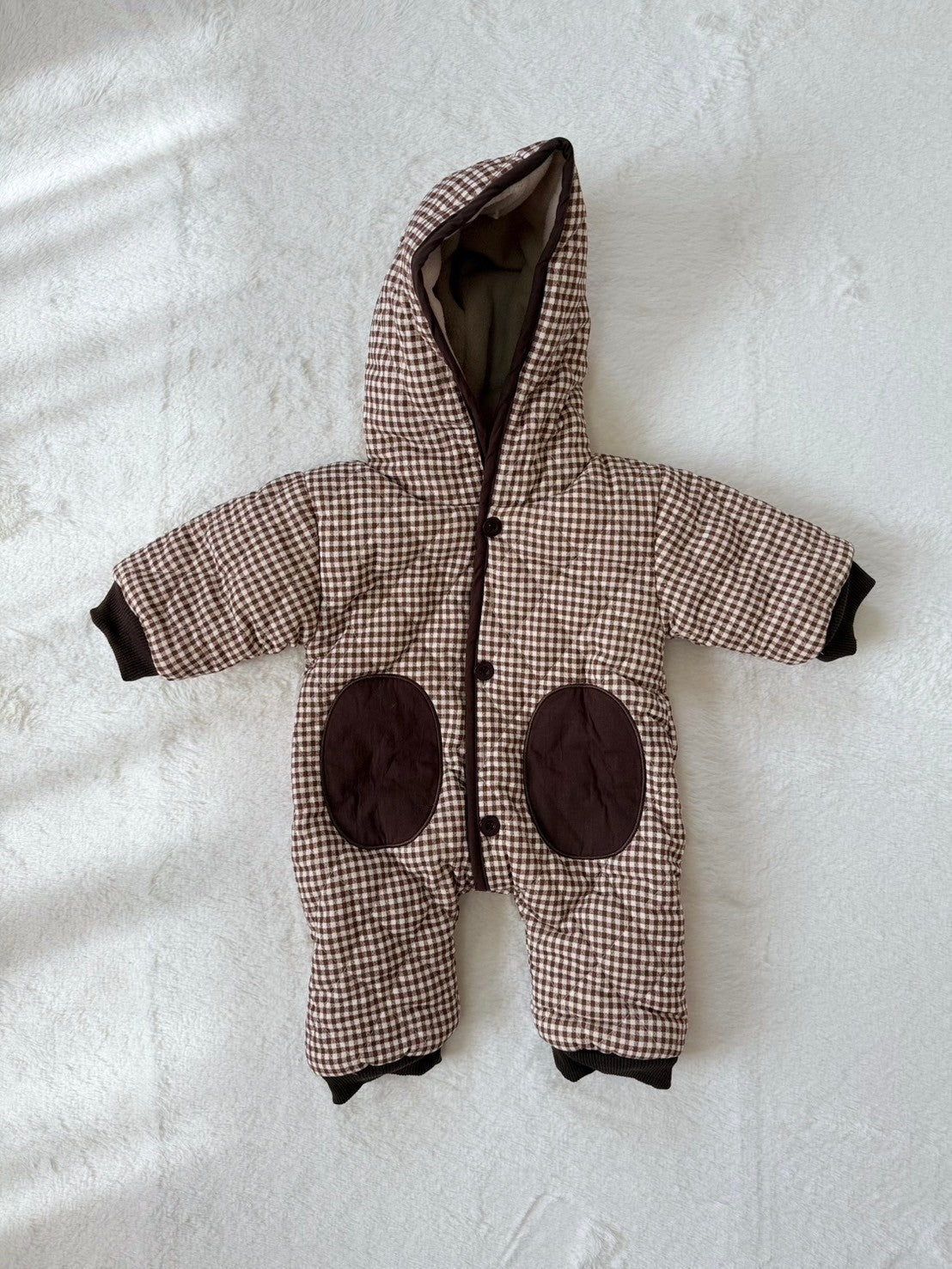 チェック柄キルティングカバーオール