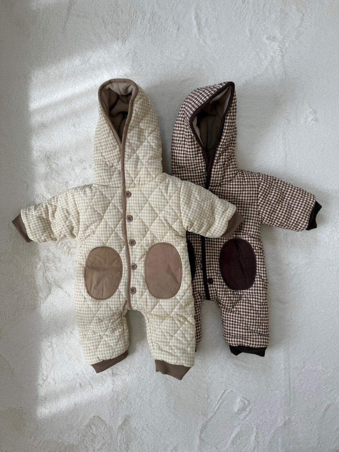 チェック柄キルティングカバーオール