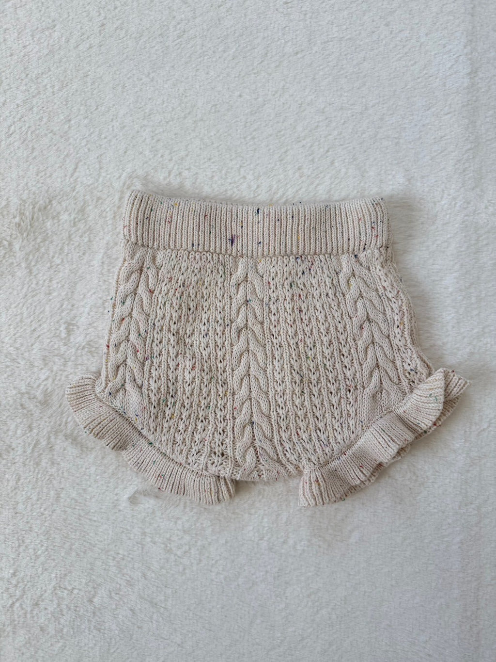 フリル付きショートパンツ　ケーブル編み・73cm・3色展開