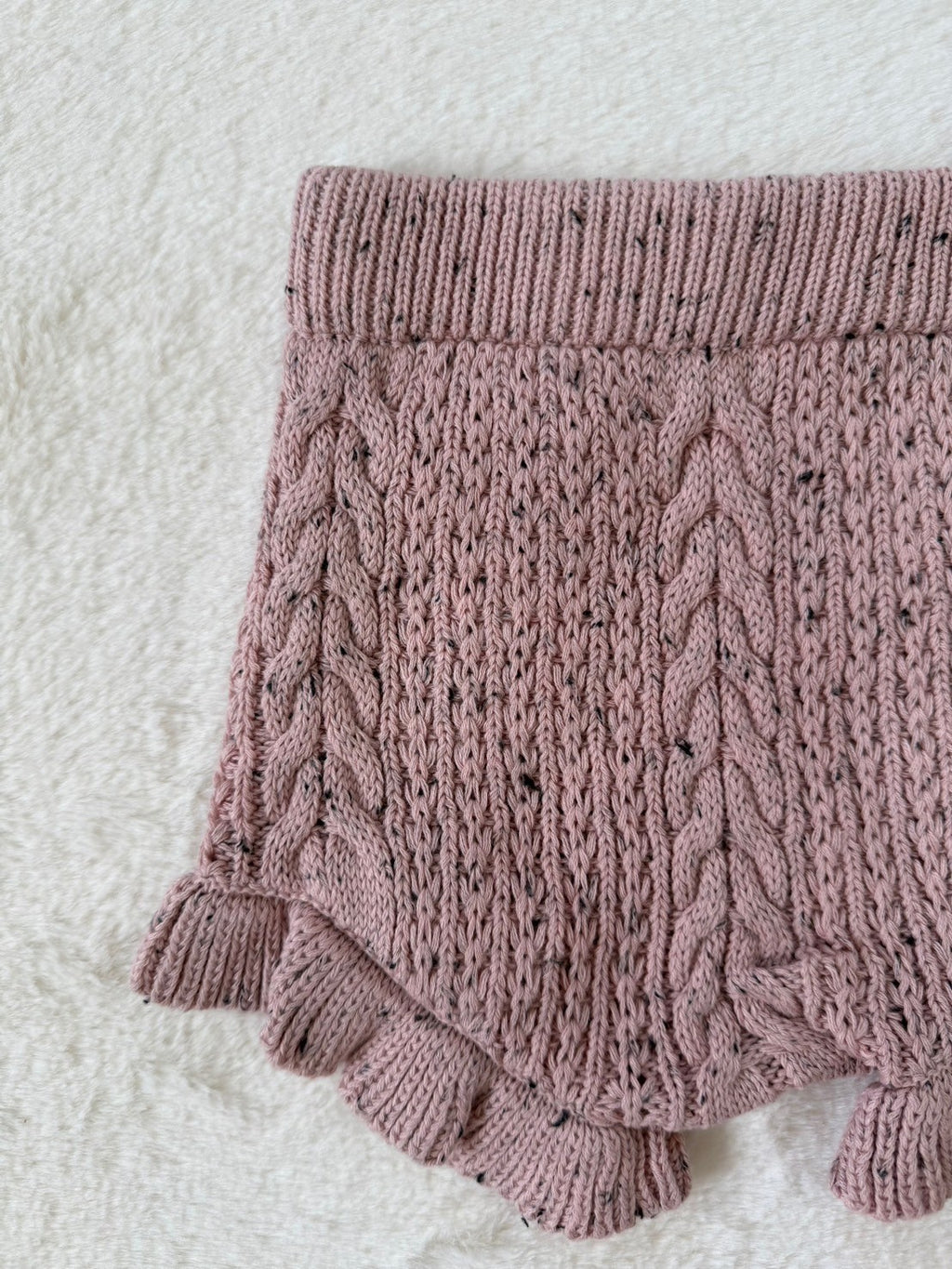 フリル付きショートパンツ　ケーブル編み・73cm・3色展開