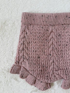 フリル付きショートパンツ　ケーブル編み・73cm・3色展開