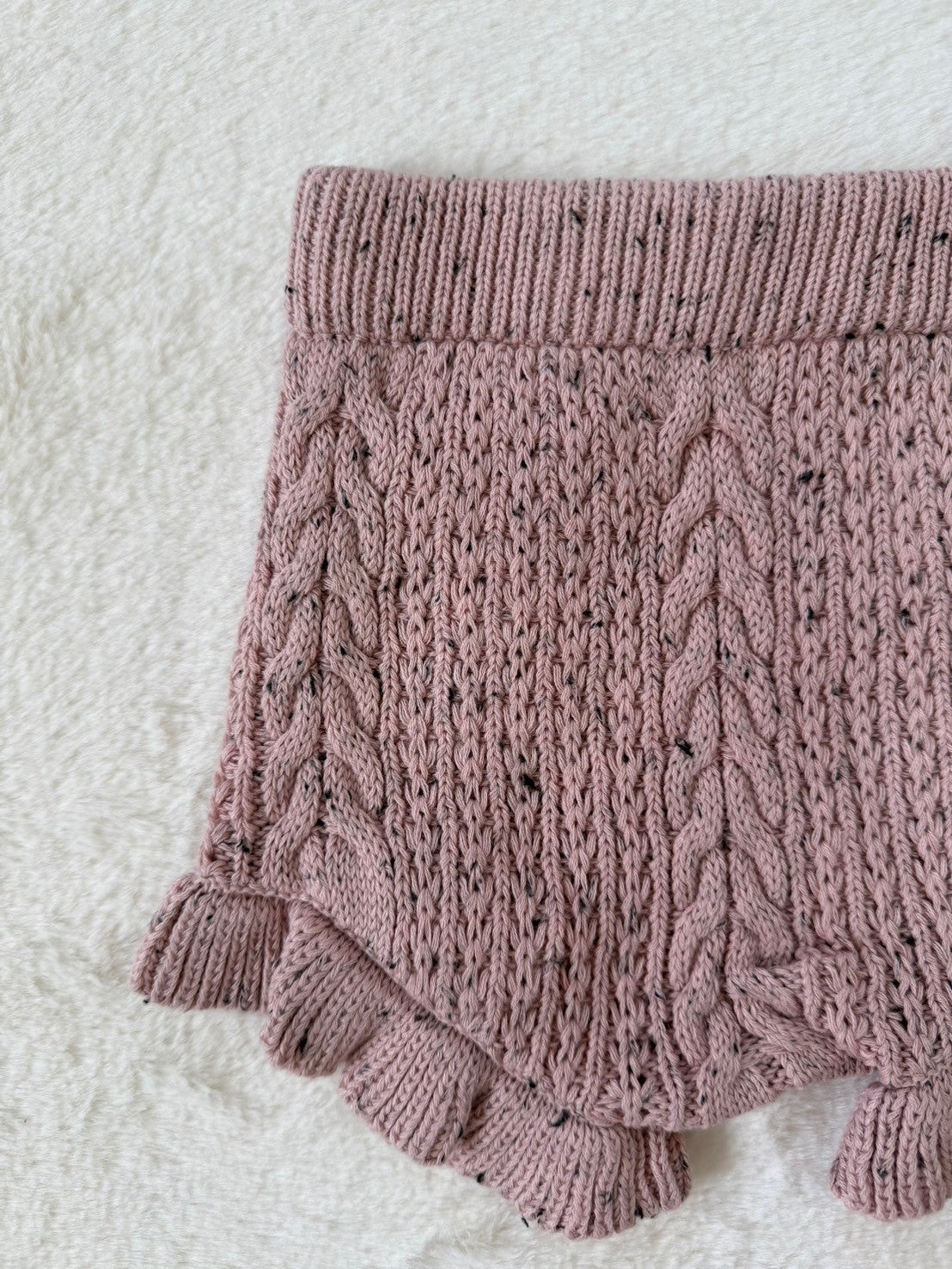 フリル付きショートパンツ　ケーブル編み・73cm・3色展開