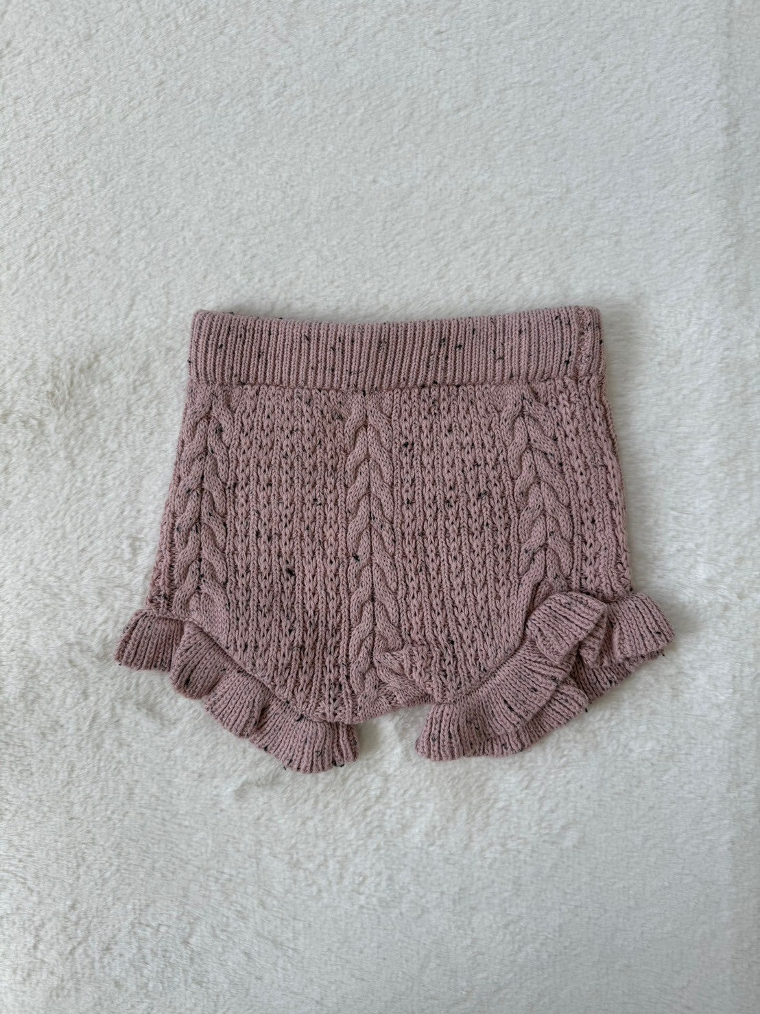 フリル付きショートパンツ　ケーブル編み・73cm・3色展開