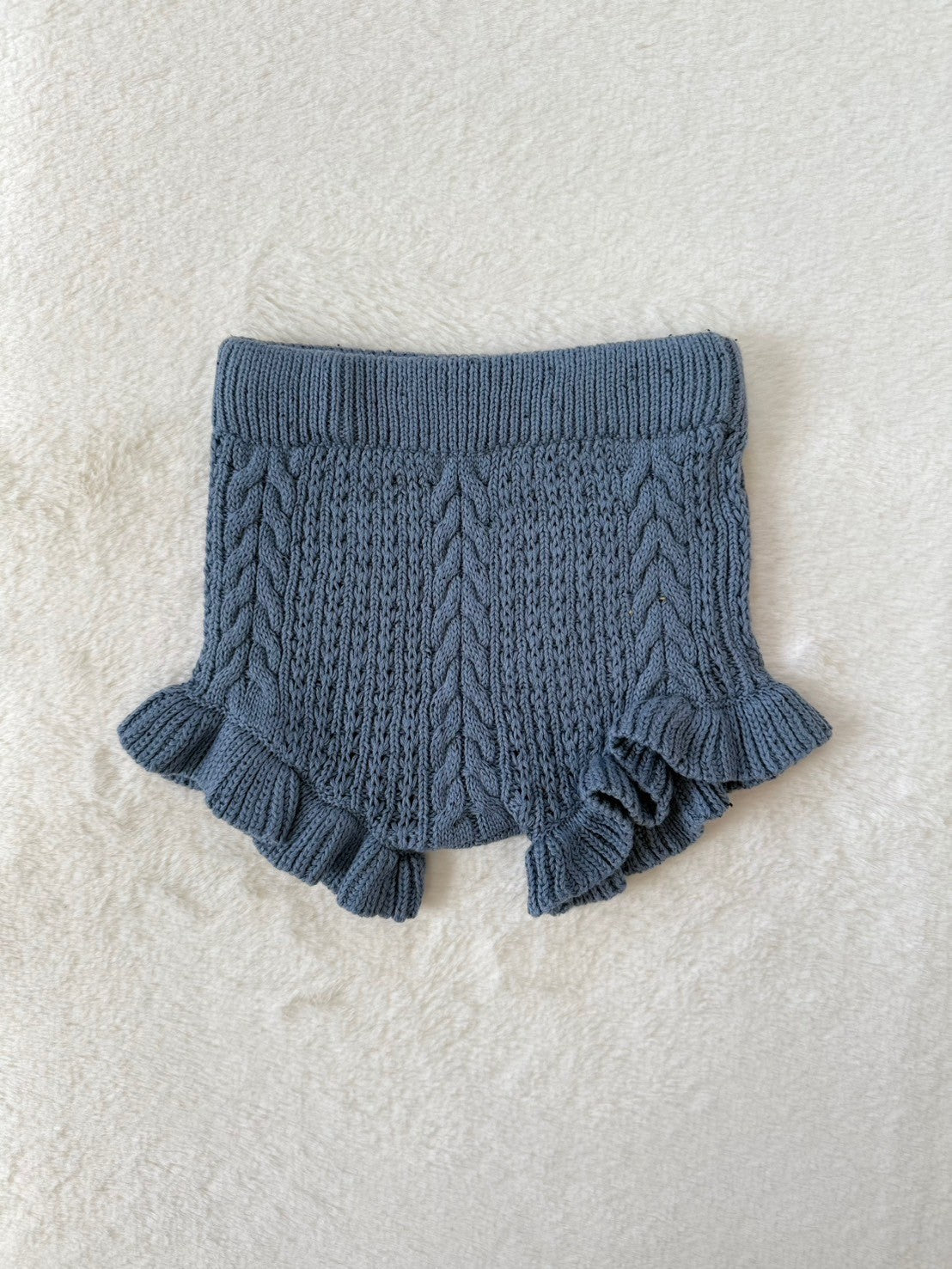 フリル付きショートパンツ　ケーブル編み・73cm・3色展開