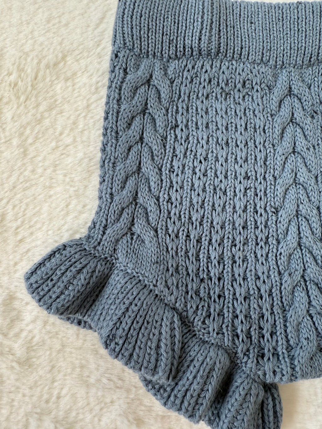 フリル付きショートパンツ　ケーブル編み・73cm・3色展開