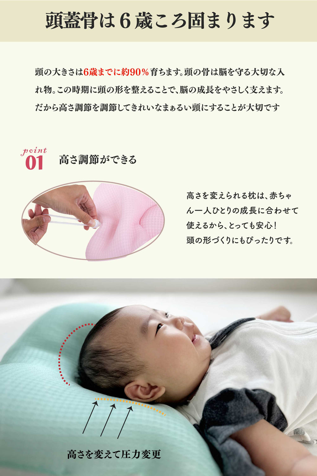 【絶壁防止ベビー枕】