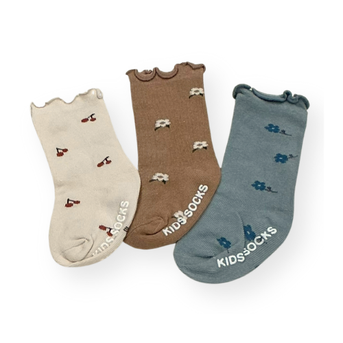 ナチュラルカラー 花柄ベビーソックス